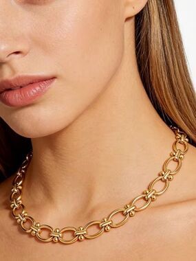 NEW 18K Gold Plated Statement Adjustable Thick Link Necklace